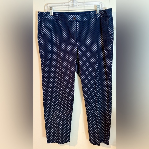Talbots Navy Blue Tan Polka Dot Weekend Chino Pants Size 14P - Picture 1 of 6